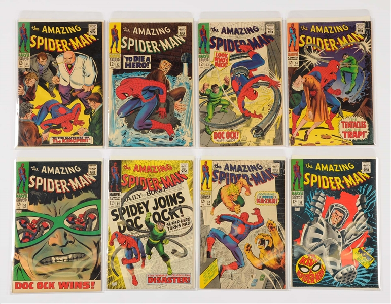 LOT OF 8: AMAZING SPIDER-MAN COMIC BOOKS #51 #52 #53 #54 #55 #56 #57 #58