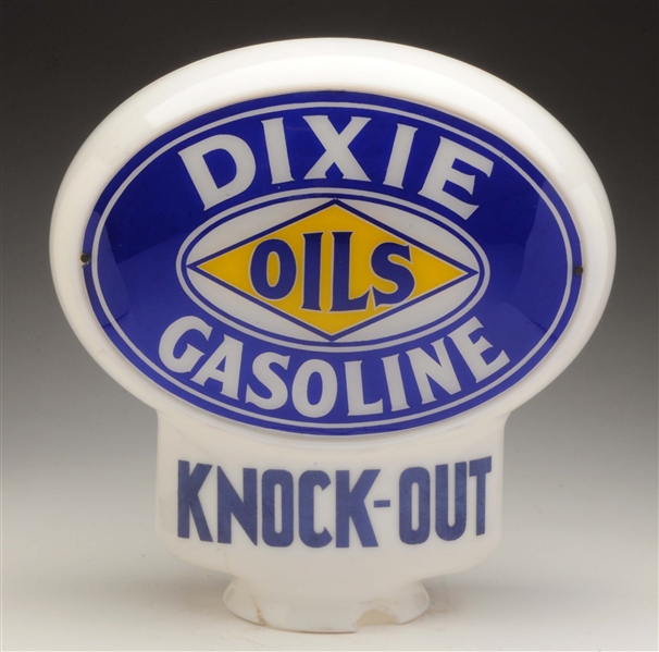 DIXIE GASOLINE KNOCK OUT KEYHOLE GLOBE COMPLETE.