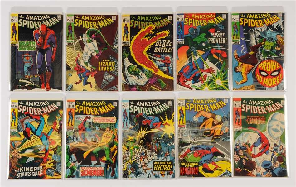 LOT OF 10: AMAZING SPIDER-MAN COMIC BOOKS #75 - #84