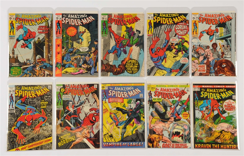 LOT OF 10: AMAZING SPIDER-MAN COMIC BOOKS #95 - #104