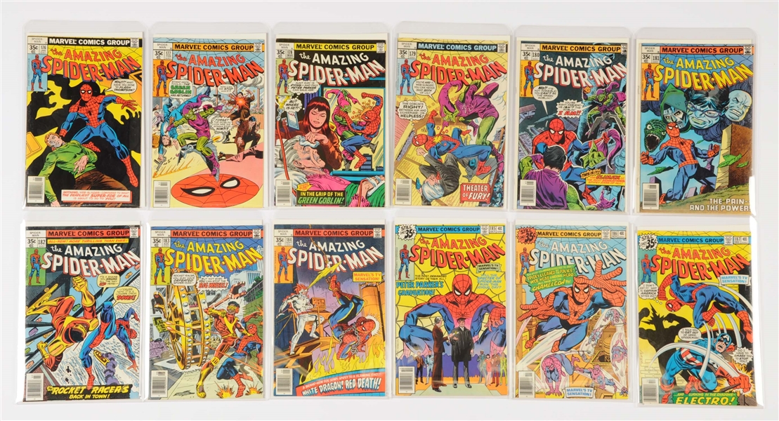LOT OF 12: AMAZING SPIDER-MAN COMIC BOOKS 1978 #176 - #187