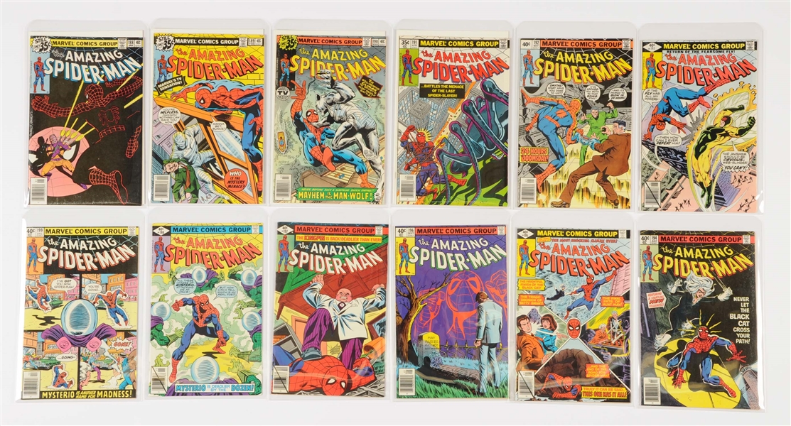 LOT OF 12: AMAZING SPIDER-MAN COMIC BOOKS 1979 #188 - #199