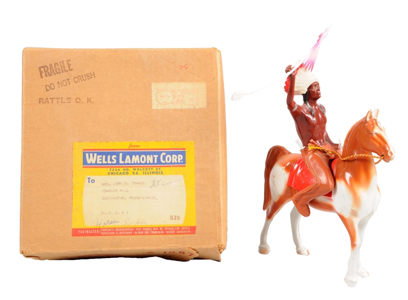 WELLS LAMONT RED RYDER HORSE WITH INDIAN RIDER.