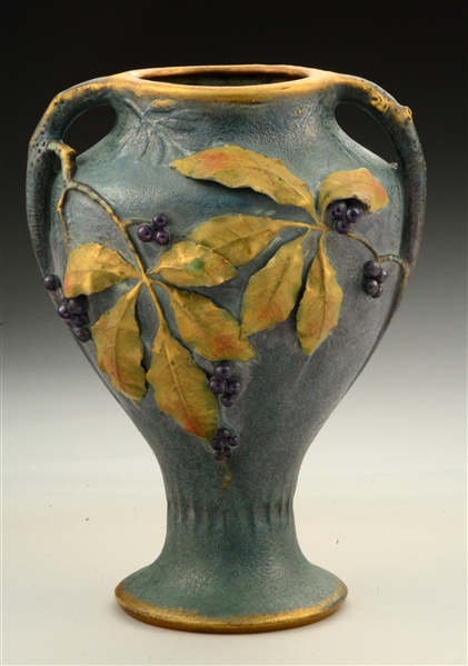 PAUL DACHSEL CERAMIC TALL TWO HANDLED VASE.