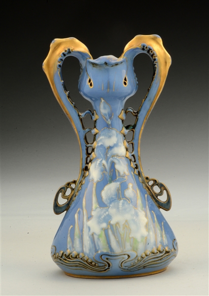 AMPHORA HIGH FIRED CERAMIC PAUL DACHSEL DESIGNED TWO HANDLED VASE.