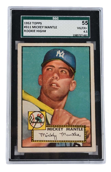 1952 TOPPS #311 MICKEY MANTLE ROOKIE CARD SGC 55 VG/EX+ 4.5. 