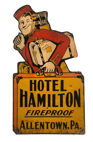 HOTEL HAMILTON WOOD SIGN FROM ALLENTOWN, PA.