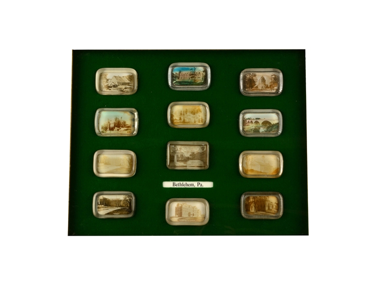 12 GLASS PAPER WEIGHTS FROM BETHLEHEM, PA.