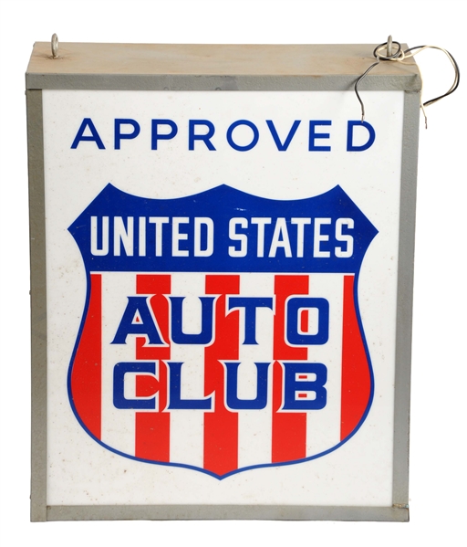US AUTO CLUB APPROVED LIGHTED SIGN.