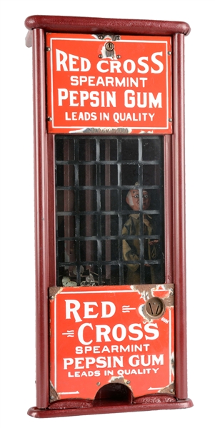 1¢ PULVER RED CROSS CHEWING GUM VENDING MACHINE.