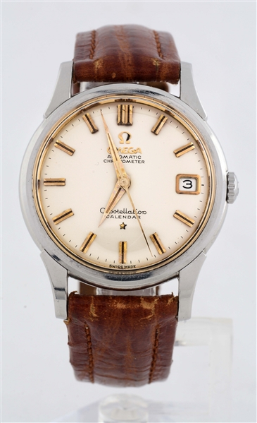 OMEGA CONSTELLATION ON STRAP TWO TONE COPPER HOUR MARKERS