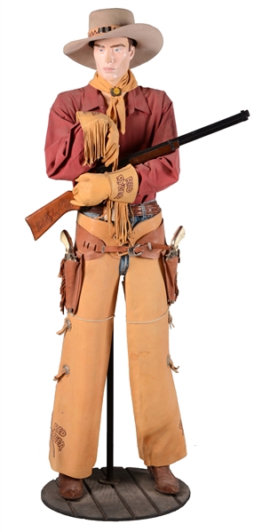 RED RYDER DISPLAY FIGURE WITH GUN.