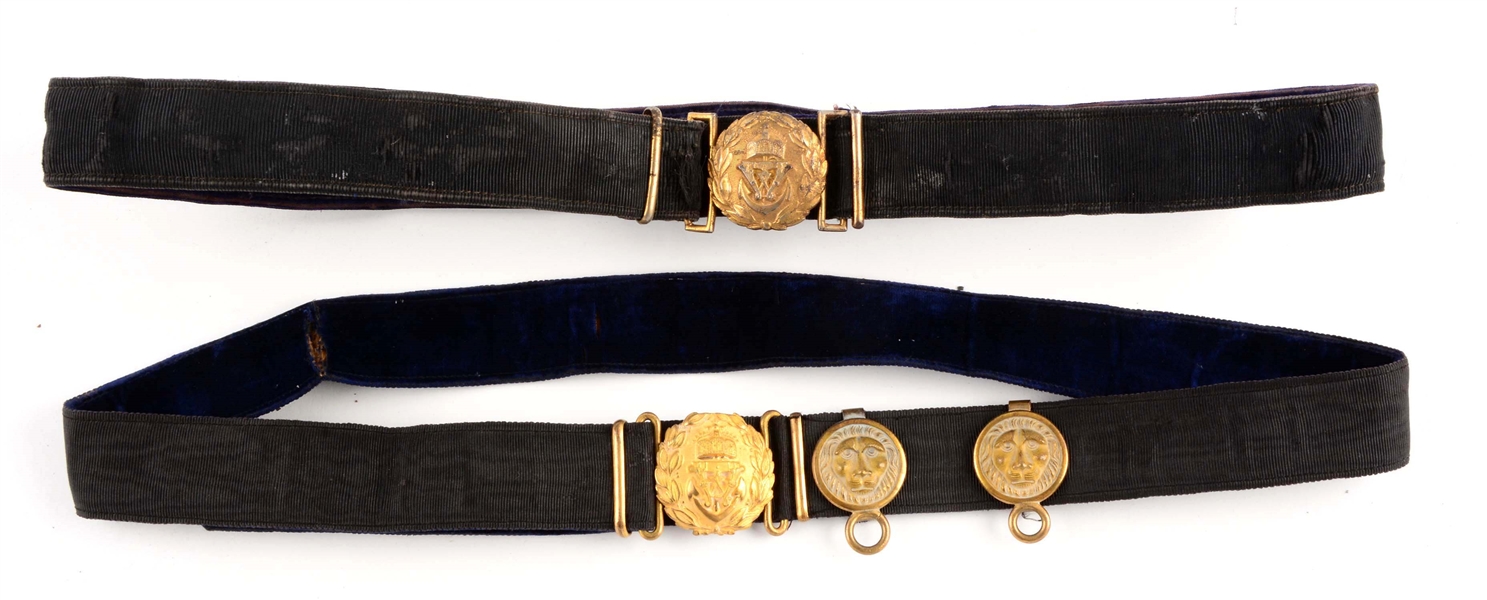 LOT OF 2: IMPERIAL GERMAN NAVY BELTS WITH BUCKLES. 
