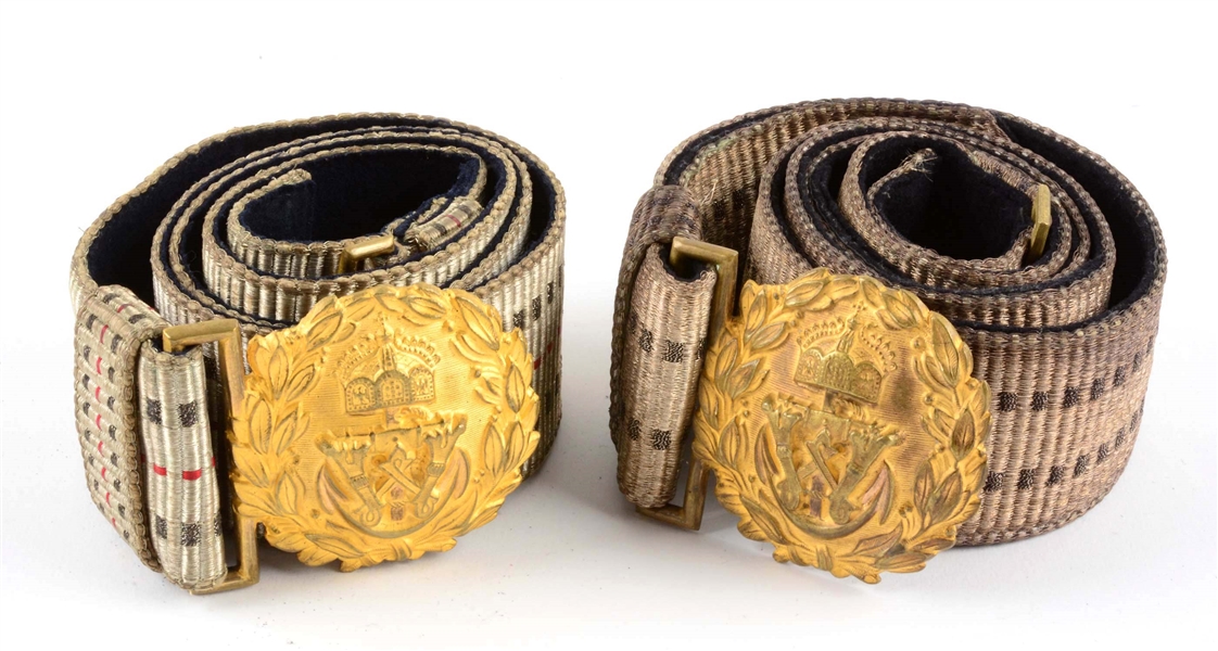 LOT OF 2: IMPERIAL GERMAN NAVY BROCADE BELTS WITH BUCKLES.