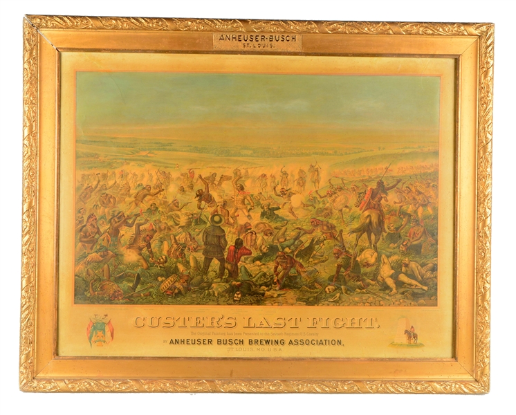 ANHEUSER BUSCH LITHOGRAPH OF CUSTERS LAST FIGHT.