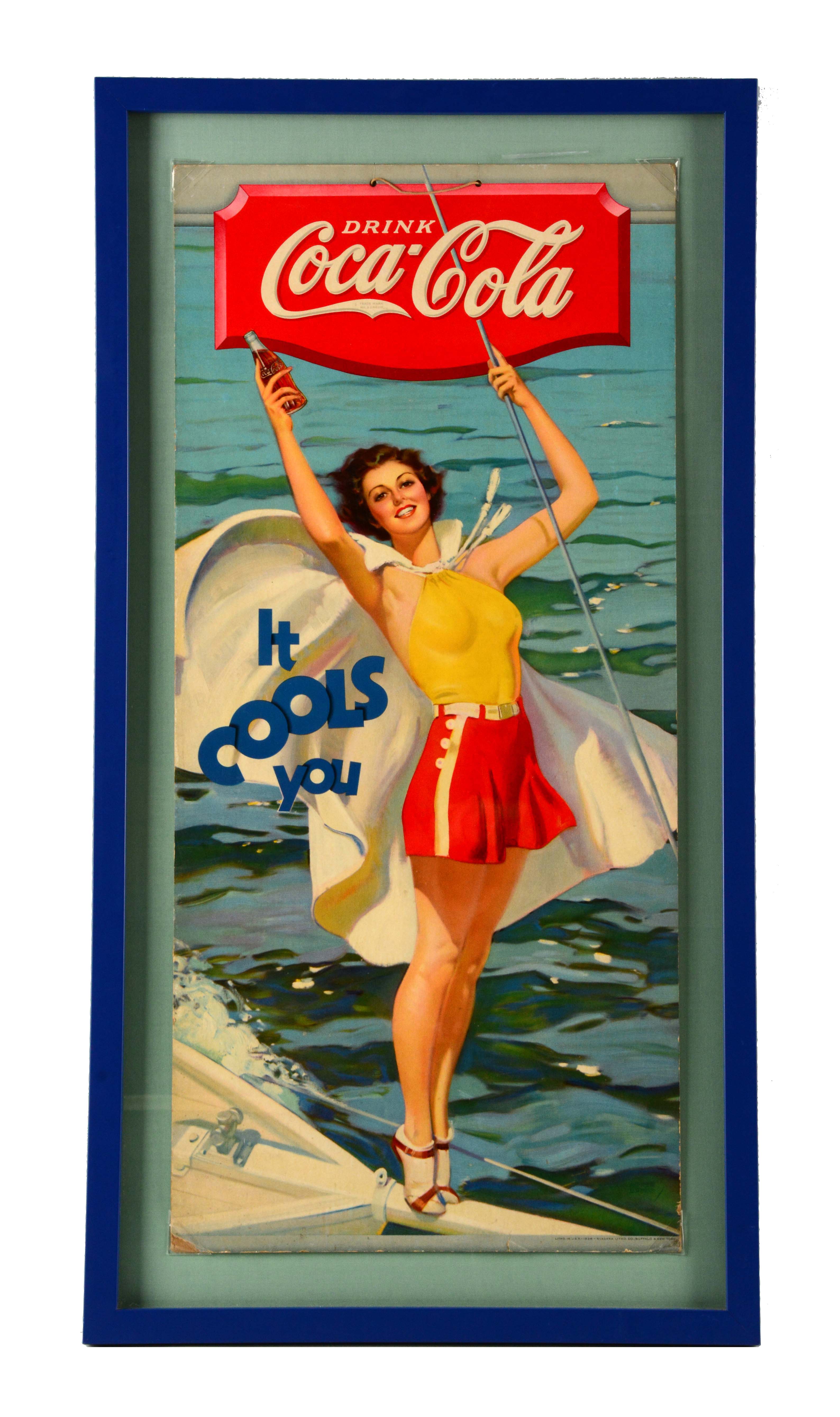 1936 Scarce Coca Cola Cardboard Poster Auctions And Price Archive