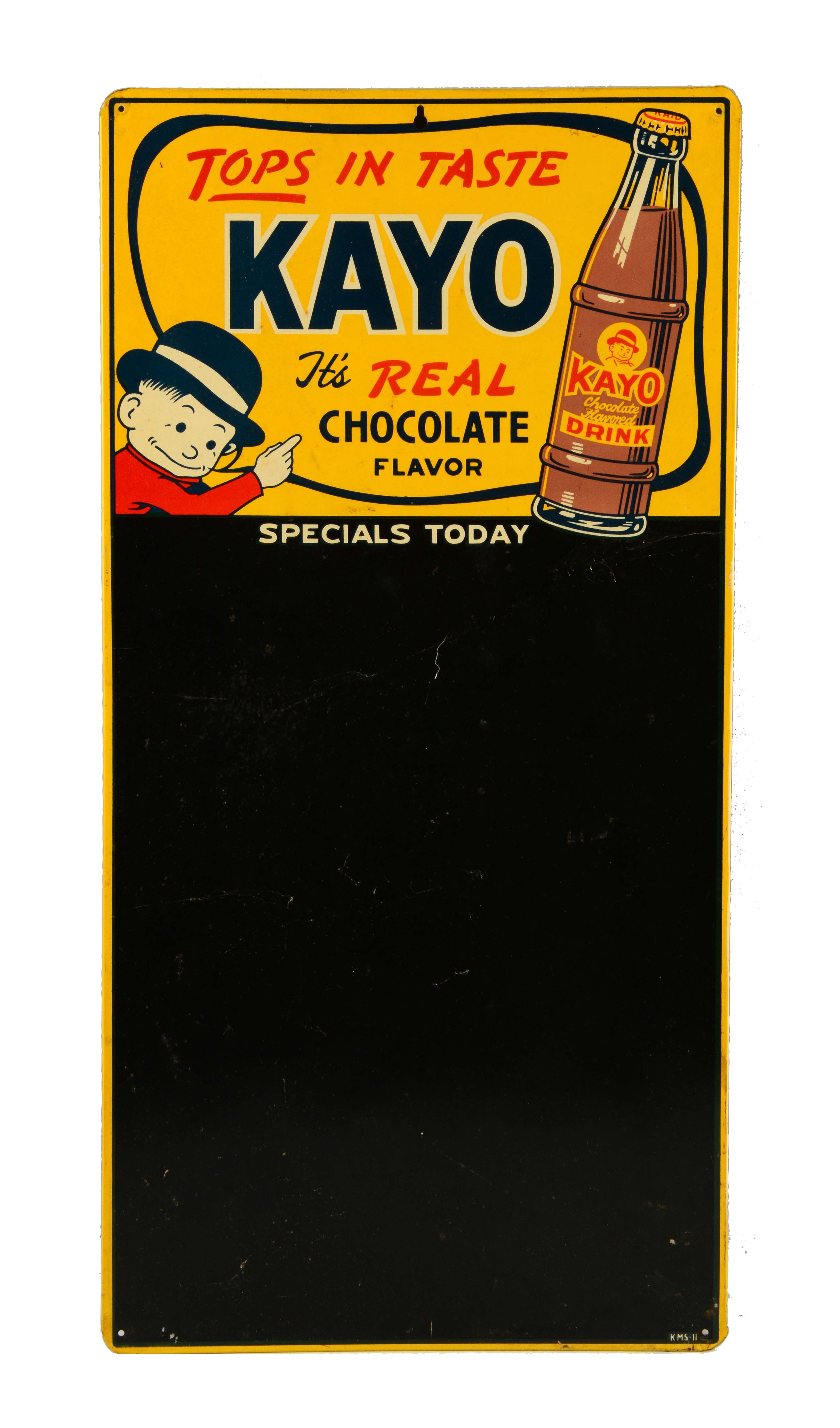 1950's Kayo Chocolate Tin Menu Board.