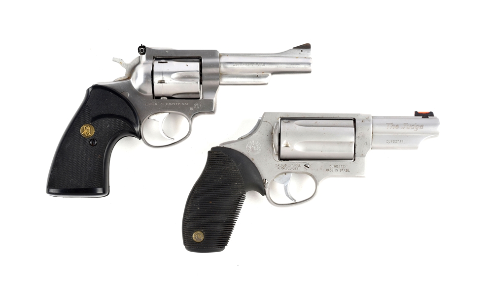 (M) LOT OF 2: STAINLESS STEEL DOUBLE ACTION REVOLVERS.