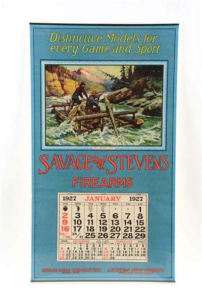 RARE 1927 SAVAGE & STEVENS FIREAMS CALENDAR.
