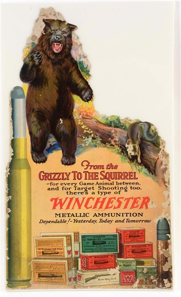 SCARCE WINCHESTER "FROM THE GRIZZLEY TO THE SQUIRREL" 1926 ADVERTISING PIECE.