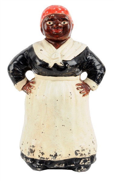CAST IRON SOUTHERN MAMMY W/ HANDS ON HIPS DOORSTOP.