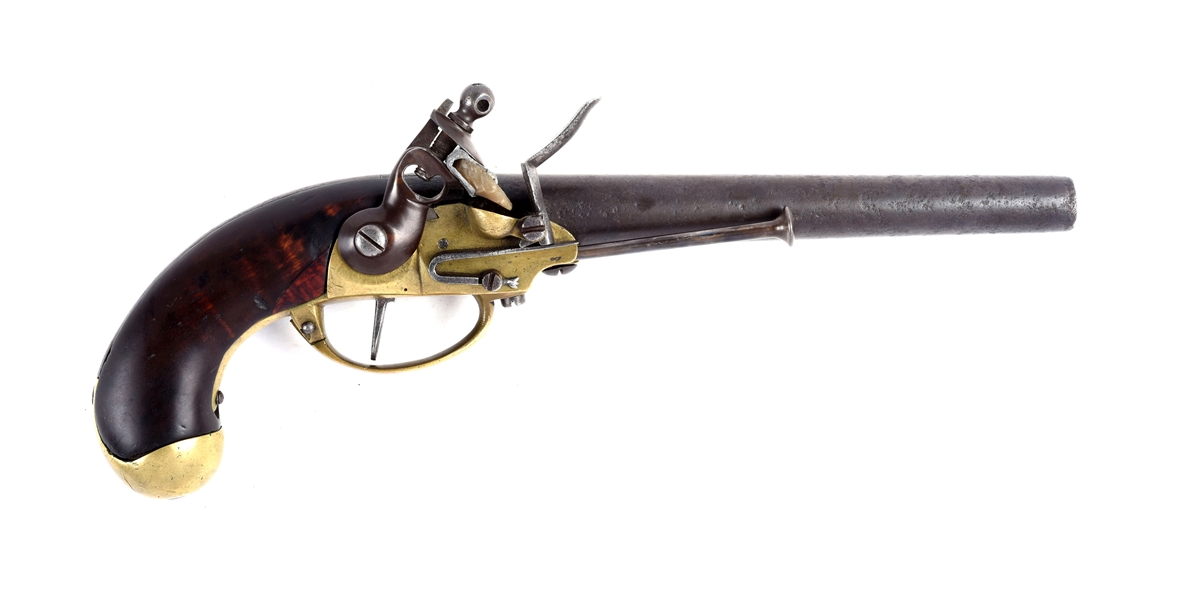 (A) U.S. MODEL 1799 FIRST CONTRACT NORTH & CHENEY FLINTLOCK SINGLE SHOT MARTIAL PISTOL, SN. 390.