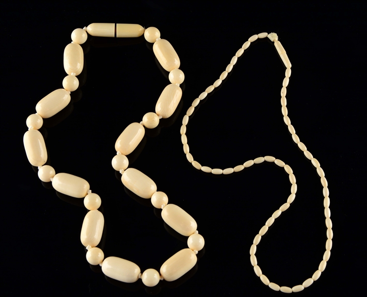 LOT OF 2: IVORY NECKLACES. 