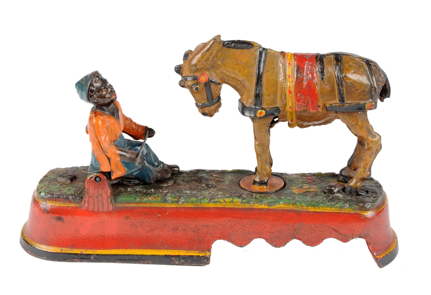 CAST IRON ALWAYS DID SPISE A MULE MECHANICAL BANK. 