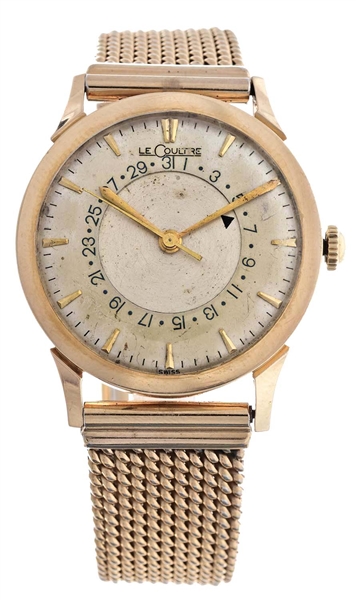 LE COULTRE 14K YELLOW GOLD DATE MENS CASE SERIAL 00000490 WATCH.