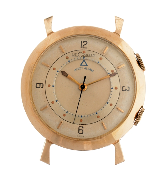 LECOULTRE 10K GOLD FILLED YELLOW GOLD WRIST ALARM WATCH.