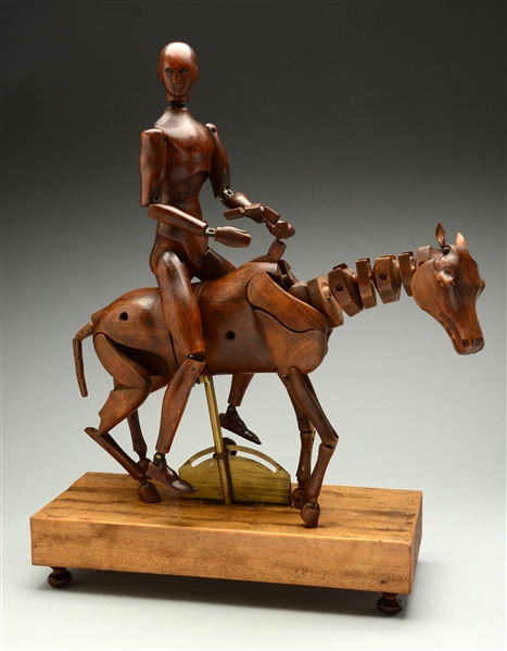 ANTIQUE WOODEN ARTISTS MANNEQUIN & HORSE.