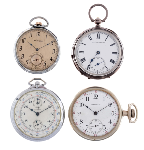 LOT OF 4: SILVER POCKET WATCHES.