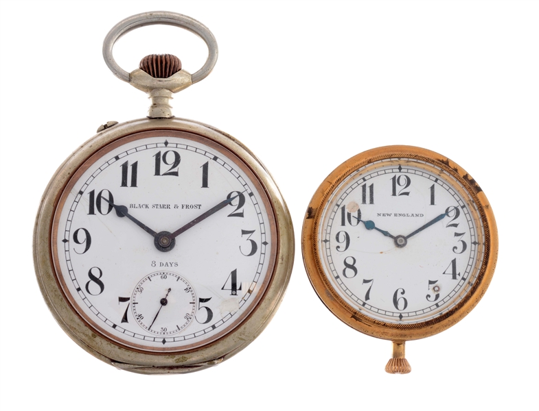 LOT OF 2: OVERSIZED POCKET WATCHES.