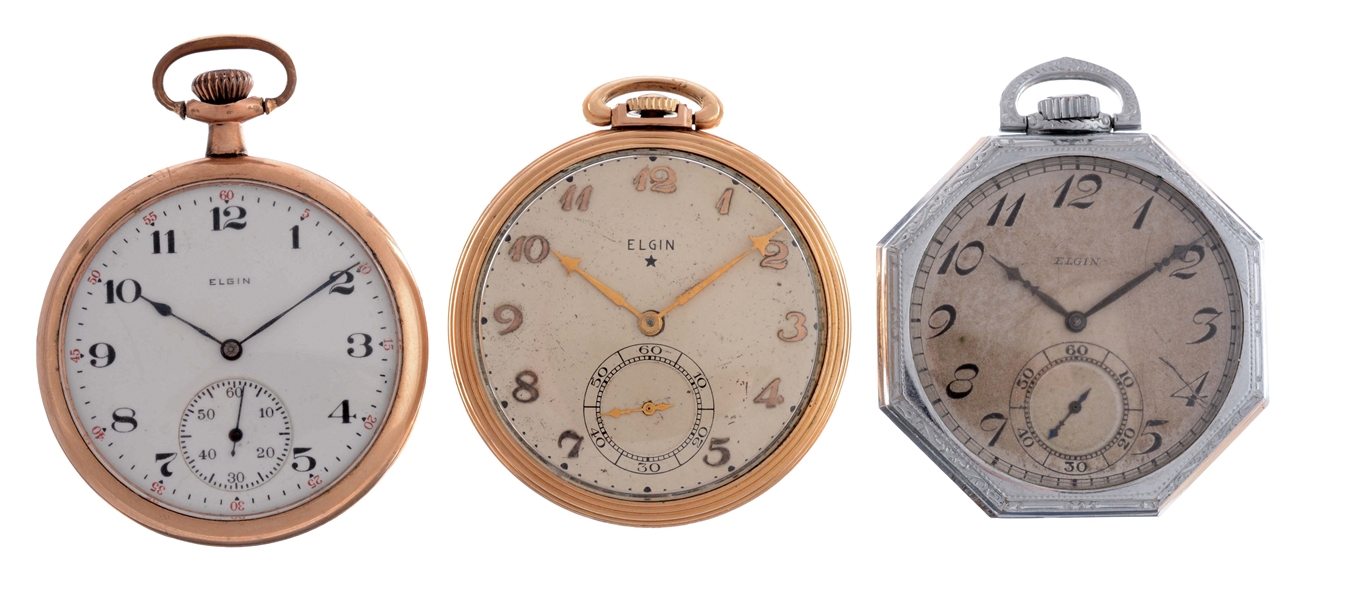 LOT OF 3: ELGIN POCKET WATCHES.