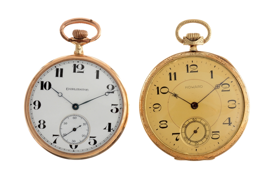 LOT OF 2: YELLOW GOLD FILLED POCKET WATCHES.