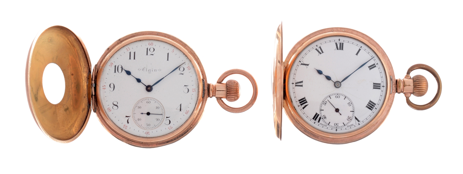 LOT OF 2: ELGIN YELLOW GOLD POCKET WATCHES.