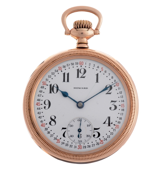 YELLOW GOLD FILLED HOWARD POCKET WATCH.