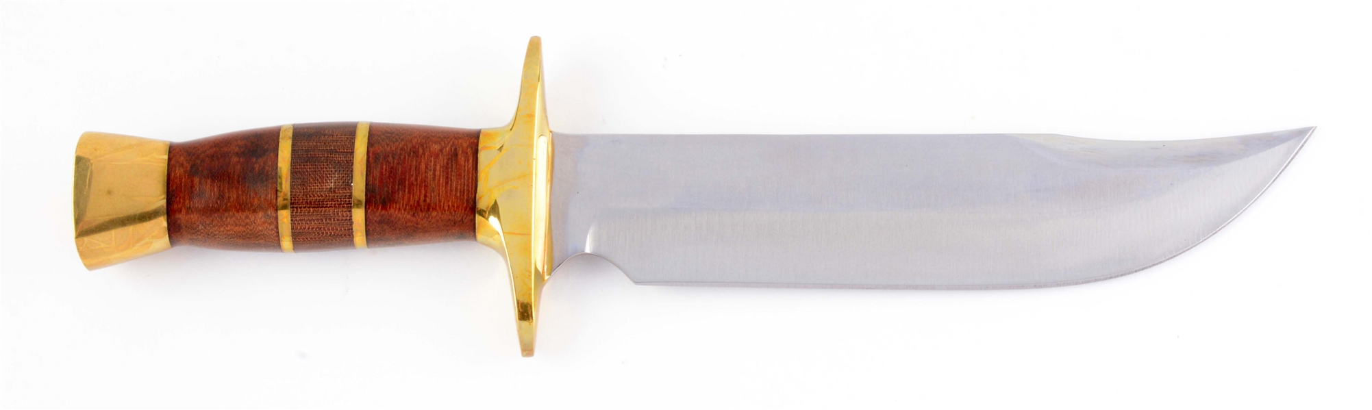 J.N. COOPER BOWIE WITH MICARTA HANDLE AND BRASS MOUNTS. 
