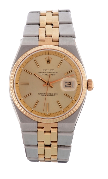 VERY RARE ROLEX STAINLESS STEEL & 18K YELLOW GOLD DATEJUST MENS REFERENCE 1630 MOVEMENT SERIAL D707XXX