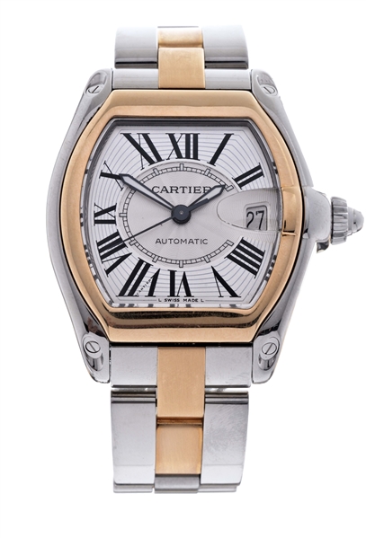CARTIER STAINLESS STEEL AND 18K YELLOW GOLD ROADSTER UNI-SEX REFERENCE 2510 CASE SERIAL 777243CE