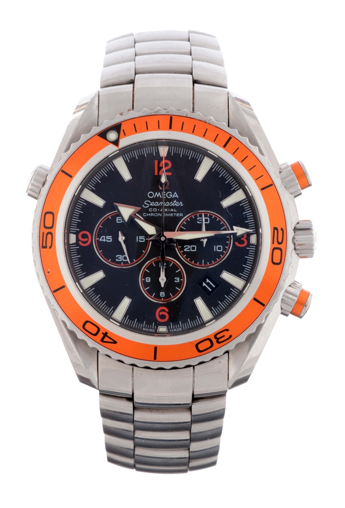 OMEGA STAINLESS STEEL PLANET OCEAN SEAMASTER CHRONOGRAPH MENS REFERENCE 222.30.38.50.01.002 CASE SERIAL 78307442