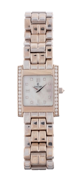 CONCORD 14K WHITE GOLD MOTHER OF PEARL DIAL LA TOUR LADIES REFERENCE 66.25.648 CASE SERIAL 1256629