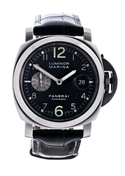 PANERAI STAINLESS STEEL LUMINOR MARINA AUTOMATIC MENS REFERENCE OP 6553, CASE SERIAL NO. BB 1025163.