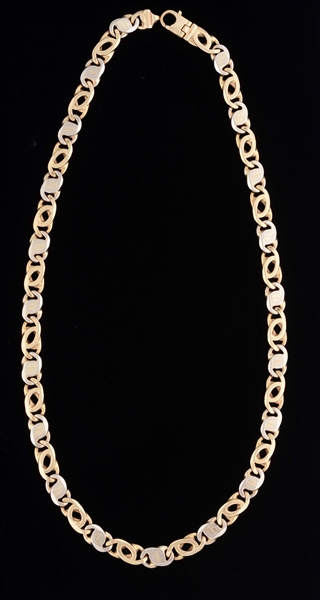 LARGE GENTLEMANS 14K TWO TONE GOLD NECKLACE.