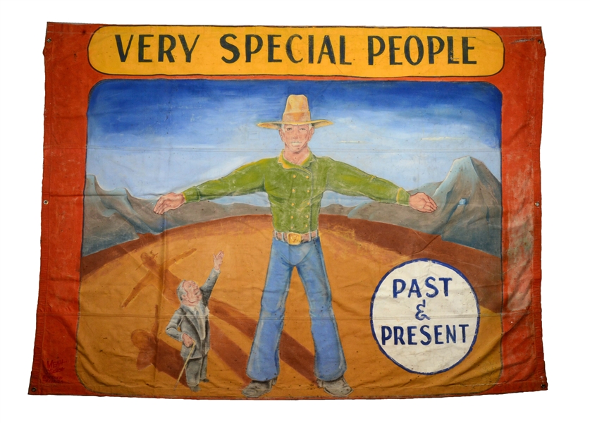JOHNNY MEAH "VERY SPECIAL PEOPLE" SIDESHOW BANNER. 