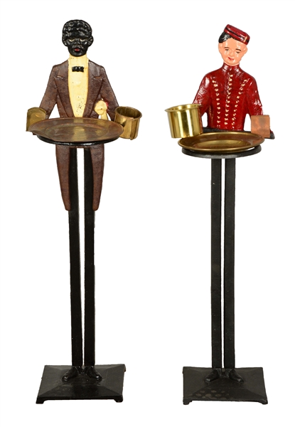 LOT OF 2: FIGURAL BUTLER SMOKING STANDS.