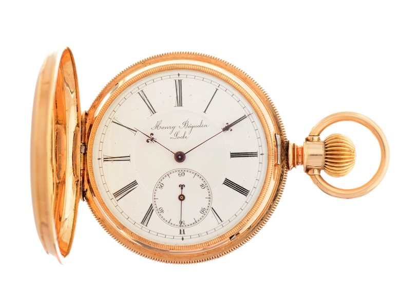 HENRY BEGUELIN LOCLE 14K YELLOW GOLD POCKET WATCH.