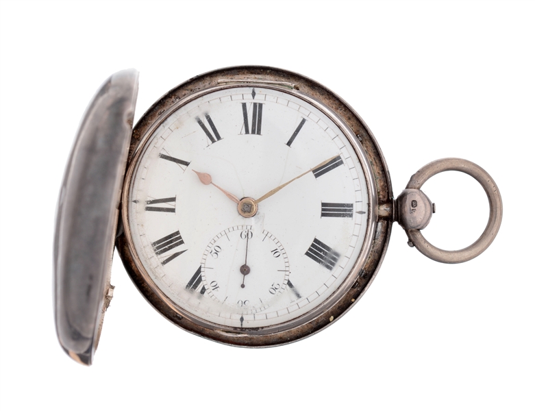 UNSIGNED COINED SILVER POCKET WATCH.