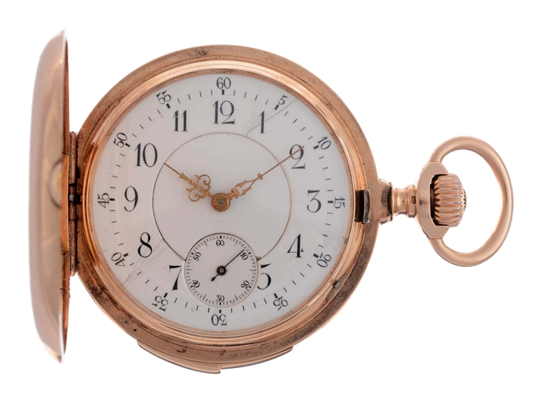 LECOULTRE 14K GOLD REPEATER POCKET WATCH.