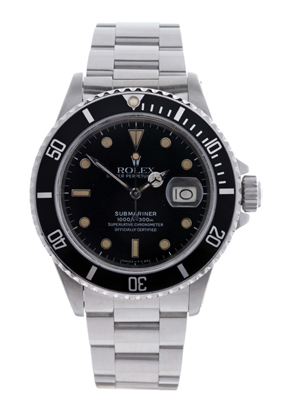 ROLEX STAINLESS STEEL BLACK SUBMARINER MENS REFERENCE 16800 CASE SERIAL 9317XXX